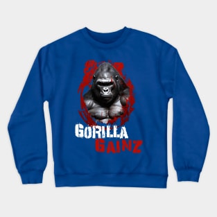 Silverback Gorilla Gainz Muscle Ape Distressed Design Crewneck Sweatshirt